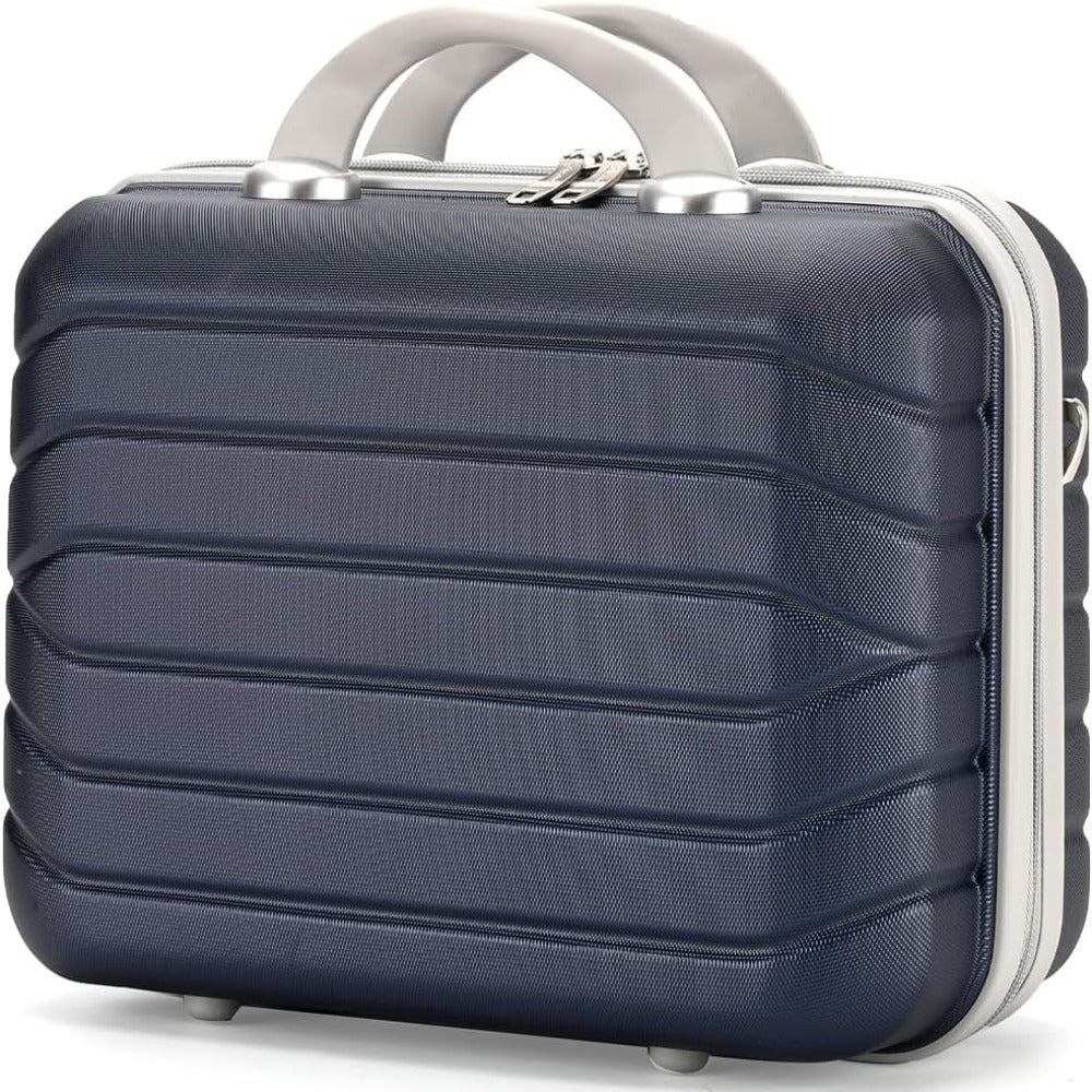 PROVITERA Conjunto de 4 maletas rígidas de ABS con estuche de belleza, maleta con asa telescópica y ruedas fáciles de rodar, carrito con cerradura y candado de código, equipaje de mano con diseño moderno ultra resistente