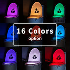 Juego de 2 luces modernas para inodoro con sensor infrarrojo, detección de movimiento y luz nocturna, aptas para baño, de pared/apagado, 16 opciones de color, funcionamiento sin enchufe para taza de inodoro, de plástico