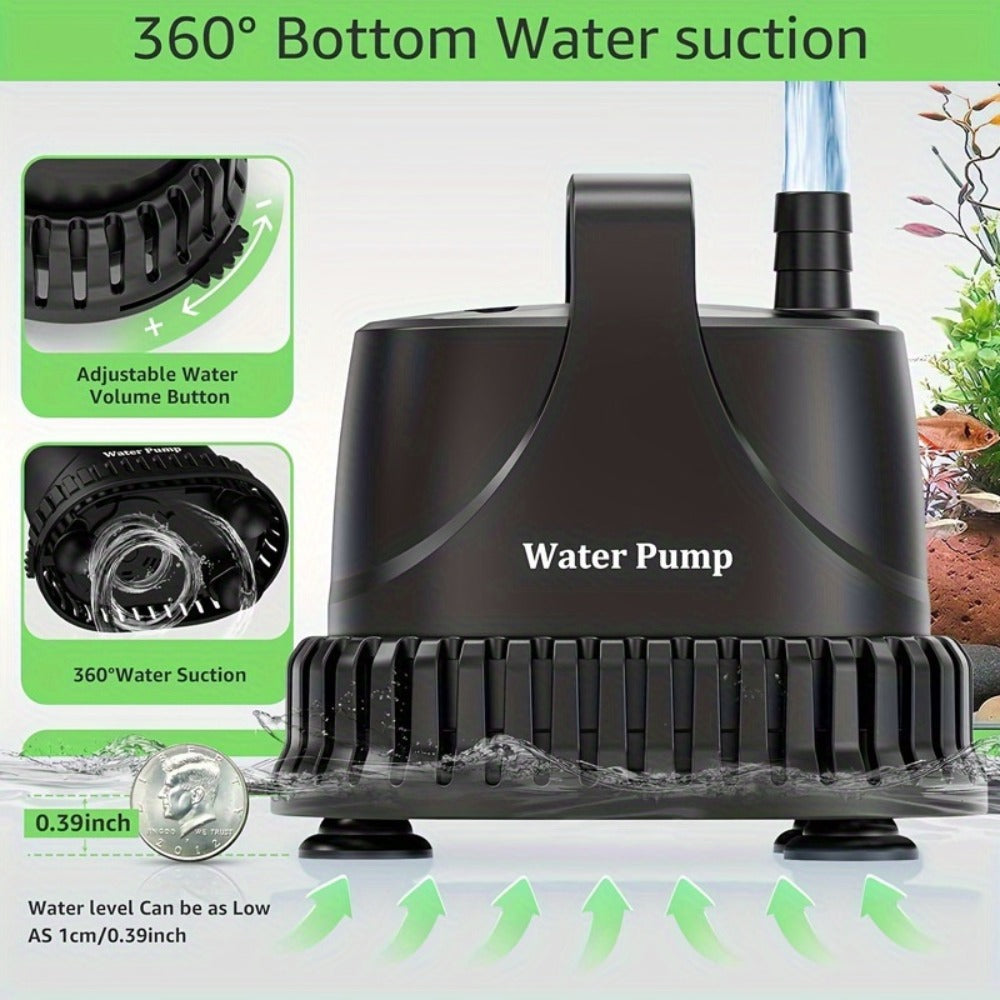 Bomba de agua sumergible de 211 GPH, bomba para fuente de agua de 15 W, bomba para acuario, bomba de agua de 800 L/H con cable de alimentación de 213.36 cm para fuente de jardín, mesa de agua, cascada, pecera, estanque, hidroponía, sin batería