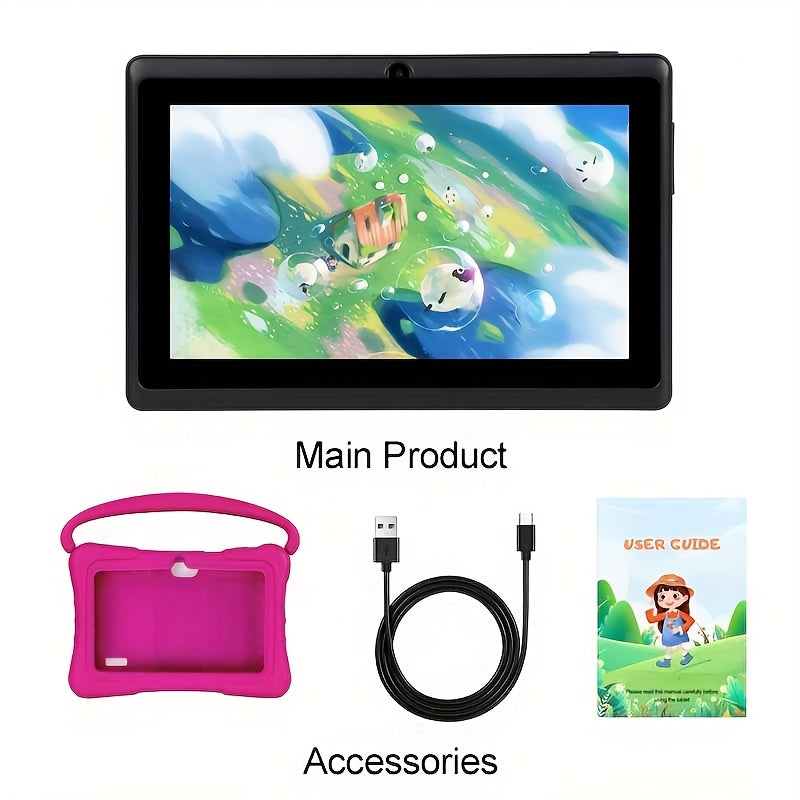 Tabletas Android | Tableta ITMEIPC Android 14 de 7 pulgadas con funda protectora, cubierta a prueba de golpes - Azul/Rosa 4GB (2GB + 2GB