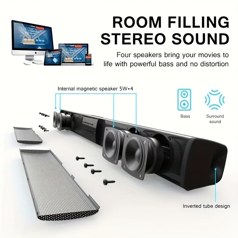 Barra de sonido inalámbrica 2 en 1 para TV PC y cine en casa | diseño funcional