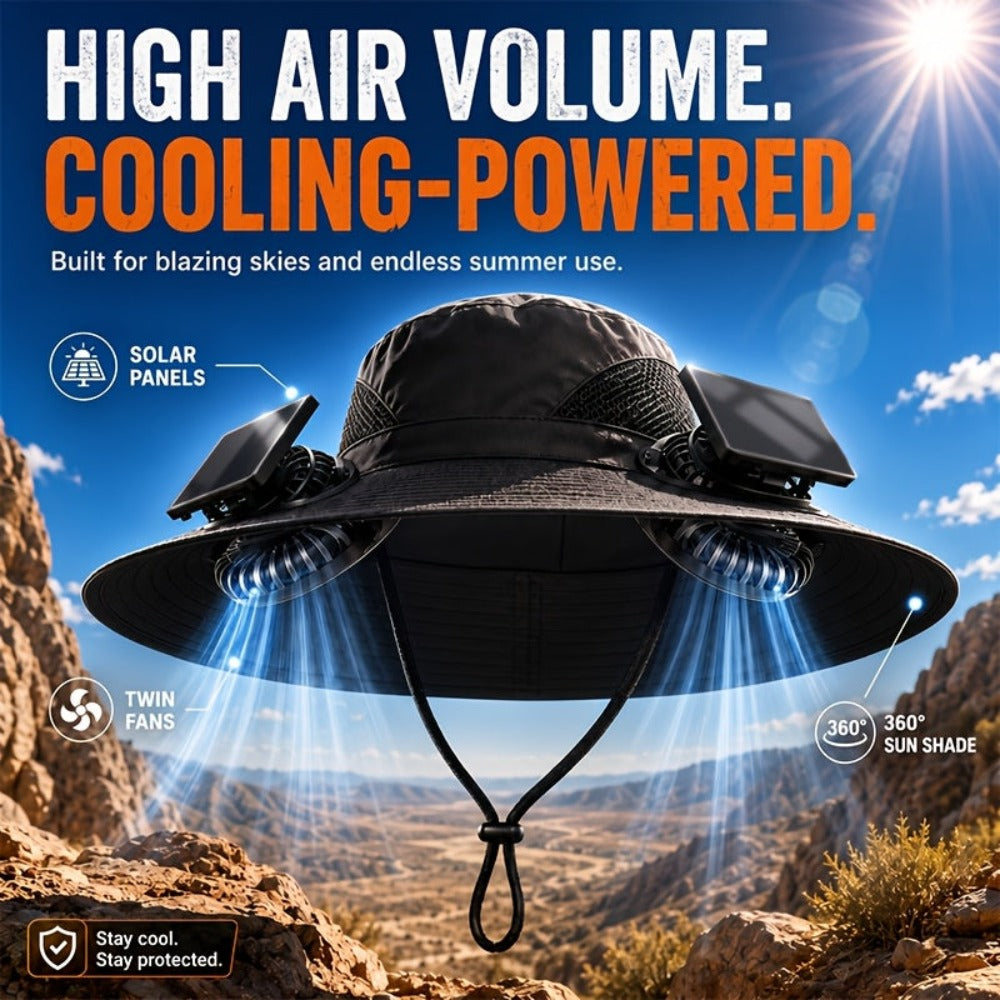 Sombrero con ventilador solar: con dos ventiladores desmontables, este sombrero de ala ancha ofrece velocidades de viento ajustables. Con una batería de larga duración, un diseño de malla transpirable y una correa de barbilla ajustable, es perfecto para s