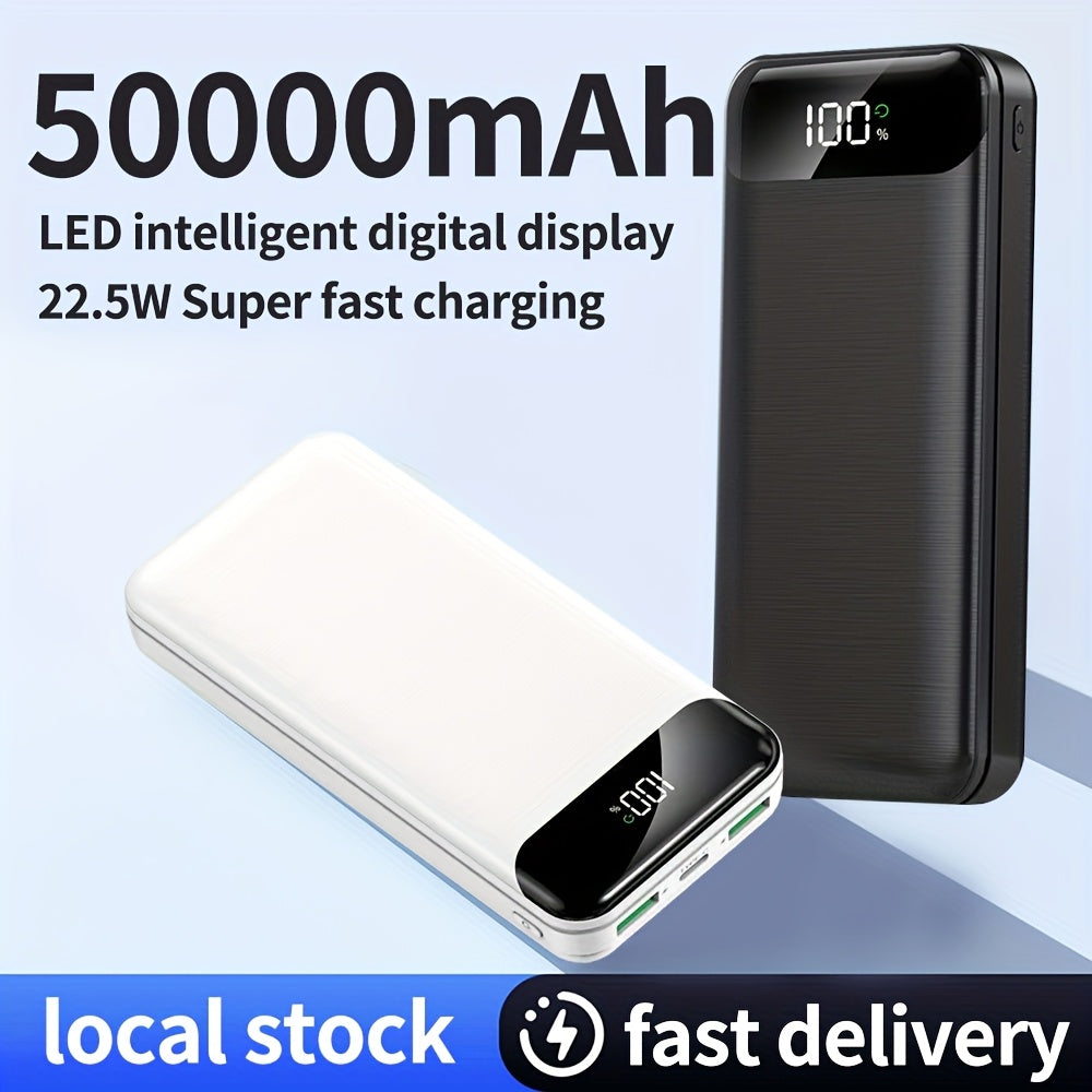Batería externa | Batería portátil de gran capacidad 50000mAh con carga rápida PD22.5W, doble puerto USB de salida/pantalla LED de energía