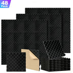 Paneles Acústicos 3D 30x30x2.5cm Autoadhesivos, Espuma Aislante de Sonido para Paredes - Paneles de Absorción Acústica para Estudio, Aislamiento Acústico para Hogar u Oficina, Reducción de Ruido 24/48/72 Piezas