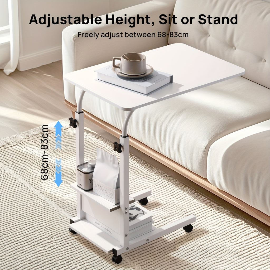 Escritorio | Escritorio Elevable de Altura Ajustable 68.58cm-83.82cm, Escritorio de Ordenador de 3 Niveles con Almacenamiento, Diseño Deslizante