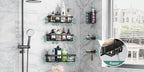 Juego de 6 estantes de ducha de acero inoxidable a prueba de óxido, organizador de baño adhesivo sin taladro, estantes de ducha que ahorran espacio para elementos esenciales de apartamento, baño, almacenamiento de cocina, decoración del hogar rentable, es