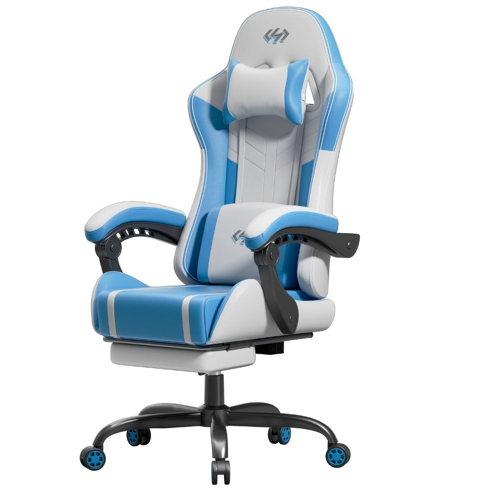 Silla Gaming con Masaje Lumbar Incorporado, Diseño Ergonómico Soporte Lumbar Ajustable y Reposacabezas, Silla de Computadora Giratoria de 360 Grados Reclinable para Oficina, Ideal para Juegos/Trabajo de Larga Duración