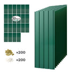 22 piezas de láminas trapezoidales de acero galvanizado de alta resistencia con tornillos y 200 clavos - Paneles de metal corrugado para techos, revestimiento de paredes, vallas, cobertizos y estructuras al aire libre (Negro/Gris, 108x42.6cm, 0.25mm) - Fá