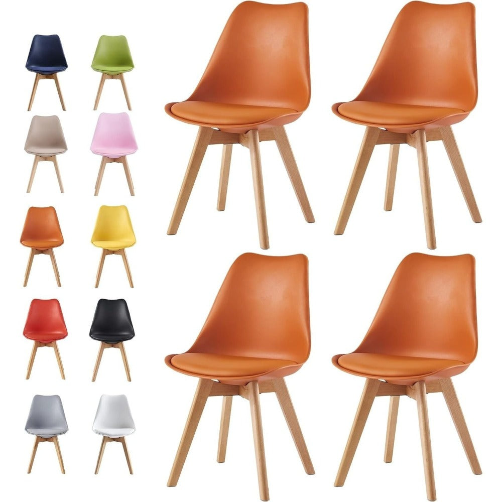 Sillas de comedor MCC Direct en juego de 4 piezas, sillas de cocina, sillas de oficina, silla de concha de diseño, "Eva" disponible en 7 colores de moda