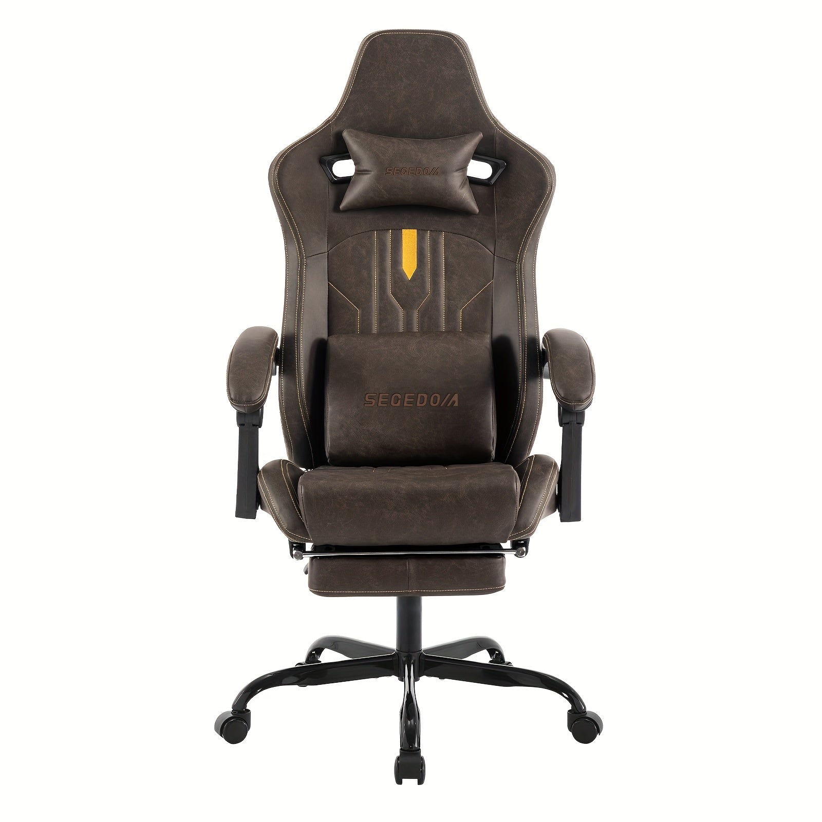 Silla de Juego y Oficina, Silla de Computadora con Reposapiés, Reposacabezas y Soporte Lumbar, Silla Ergonómica, Silla Giratoria y Ajustable en Altura, Opciones en Gris, Beige, , Marrón y Verde