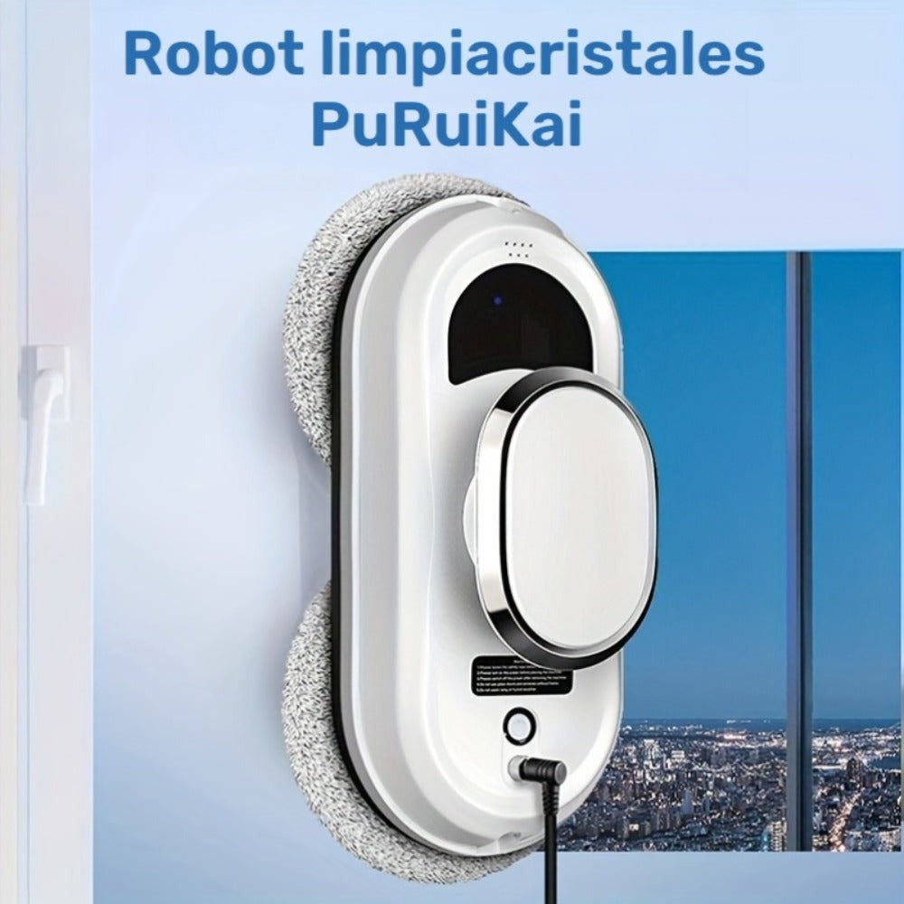Puruikai 01 Black Friday y Navidad Nuevo Producto: Robot de Limpieza de Ventanas Inteligente desde el Almacén Local, Robot de Limpieza de Vidrios de Ventanas, Dispositivo de Limpieza de Ventanas con Control Remoto y Rociado Automático de Agua, Adecuado pa
