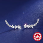 Pendientes de plata S925 para mujer con diseño de fila de flores, hipoalergénicos, aptos para uso diario, elegantes y versátiles, idea de regalo para festivos y Navidad, accesorio de regalo perfecto