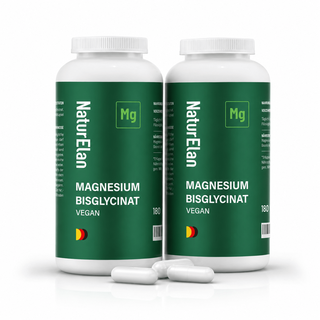 Cápsulas de Bisglicinato de Magnesio - 180 Cápsulas, 770Mg de Glicinato de Magnesio por Cápsula, de los cuales 100Mg de Magnesio Elemental, Vegano, Producido en Alemania