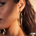 Pendientes de aro plateados de oro de 14K para mujer con poste de plata 925, aros huecos de 4 mm de grosor, aros dorados, aros grandes dorados hipoalergénicos y ligeros de 25/30/40/50/60/70 mm