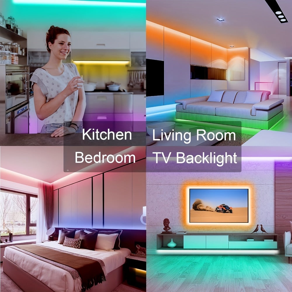 Tiras de luces LED inteligentes para dormitorio 5m, RGB con control remoto aplicación