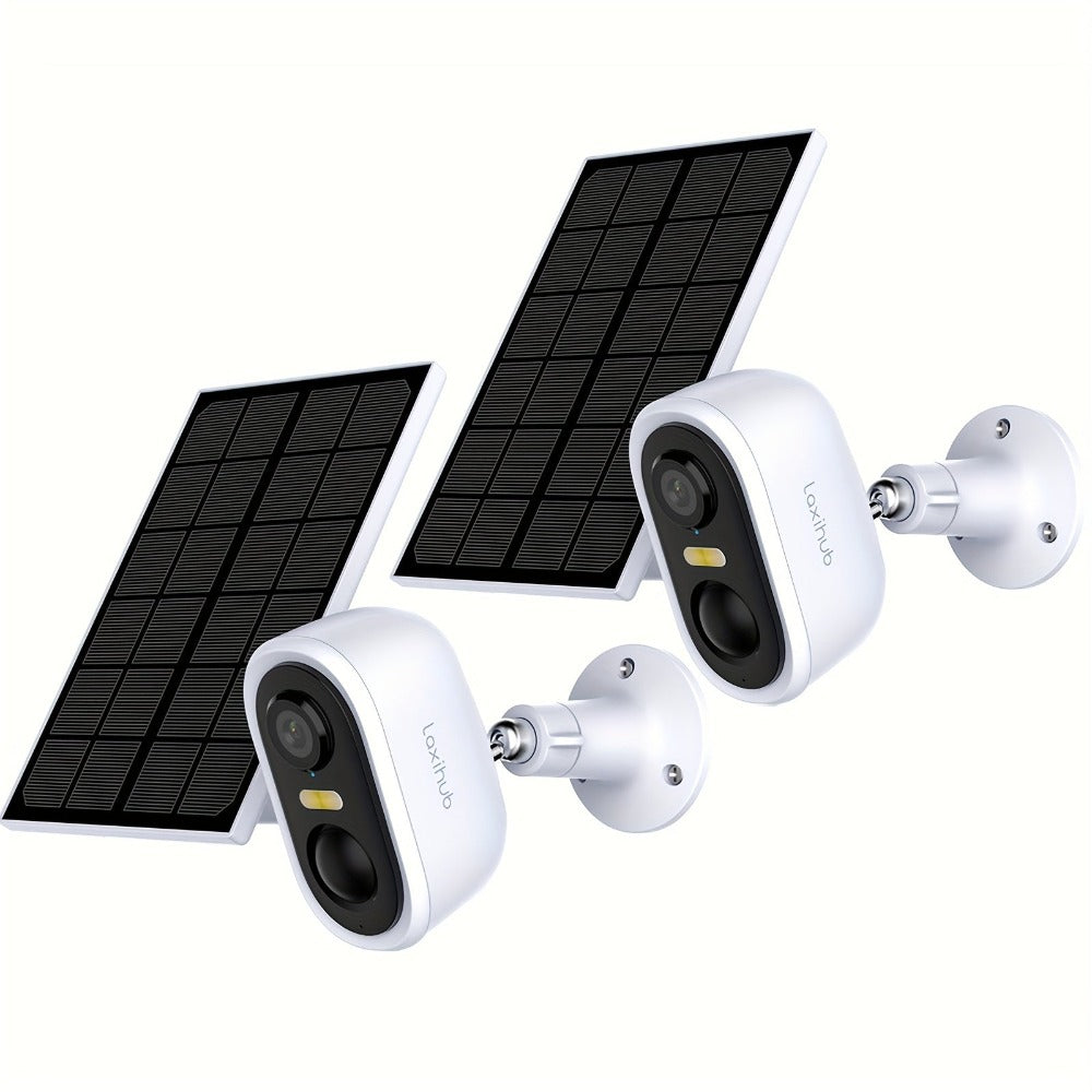 Cámara PTZ de baja potencia para exteriores de 3MP: Batería recargable de 5200Mah, detección humana, audio bidireccional (semiduplex), IP65, movimiento PTZ horizontal y vertical, visión nocturna a todo color, fuente de alimentación de panel solar (Kit GO2