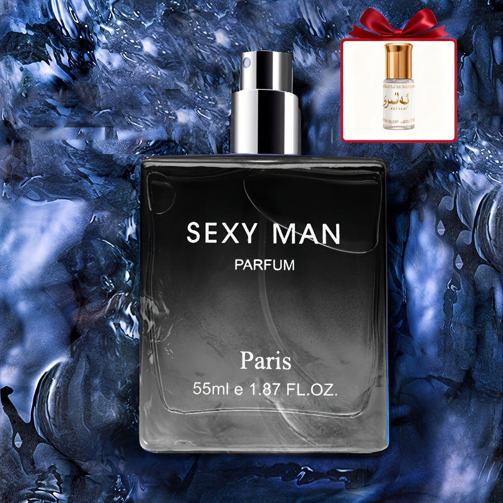 Perfume para hombre de 55 ml + 3 ml, colonia con notas de madera, leche, cítricos y ébano, desprende un aroma caballeroso y duradero, perfecto para citas, fiestas y para regalar, regalos de San Valentín
