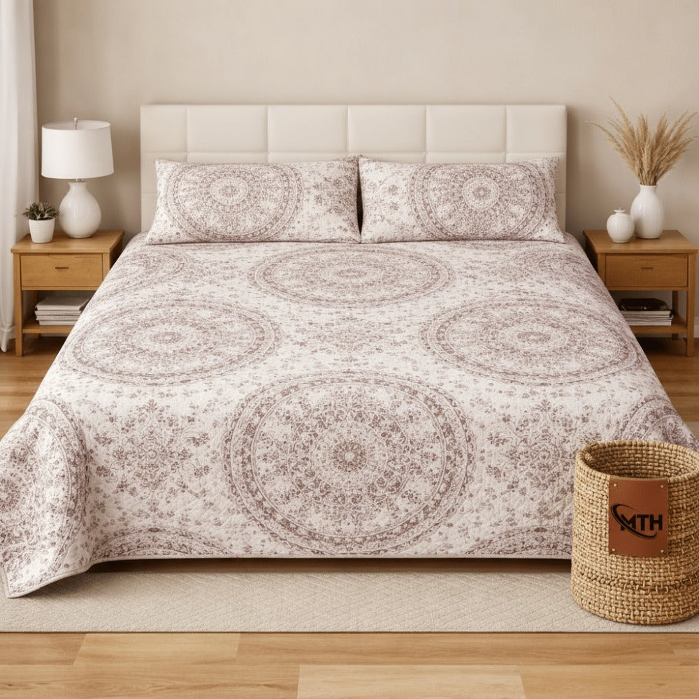 Colcha Bouti Microfibra Reversible Estampada – Colcha Verano y Entretiempo Ligera y Transpirable, Acolchado Pinsónico para Todas las Estaciones, Sin Fundas de Almohada