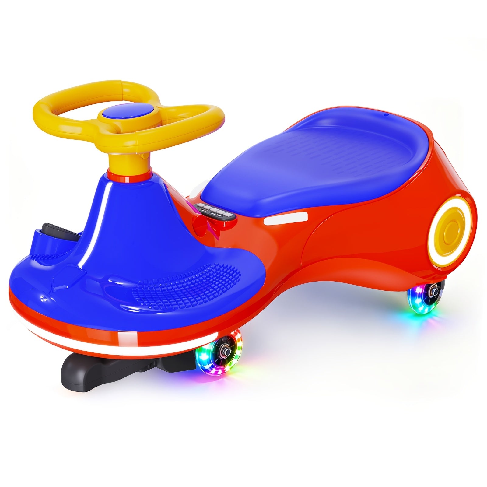 Cochecito con pedales oscilantes, juguete para montar tipo columpio 2 en 1, protección antivuelco, capacidad de 150 lb para niños y niñas de 3+ años, regalo ideal para festividades/cumpleaños (morado/amarillo/azul)
