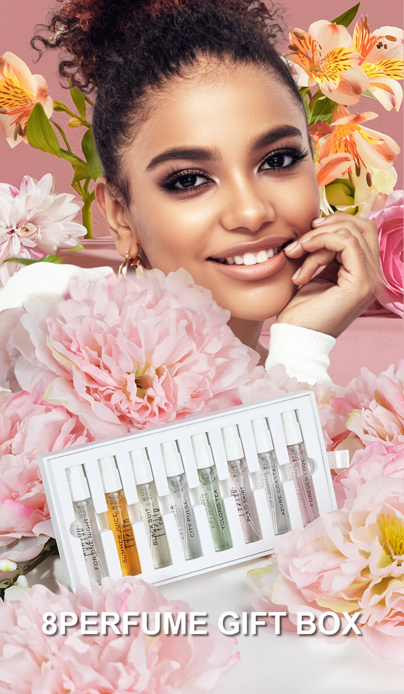 Set de perfume Senior para mujer, 8 piezas, spray de fragancia corporal, fragancia duradera y rica, fragancia rica, aroma dulce y romántico, fijación de fragancia a largo plazo, encanto único, para citas diarias, viajes, trabajo, deportes, opción perfecta