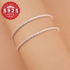 Tobillera de doble capa con flor para mujer, 925 de plata, brillante y elegante, diseño simple, ideal para el día a día, vacaciones, fiestas y como regalo, apta para todas las mujeres, hipoalergénica.