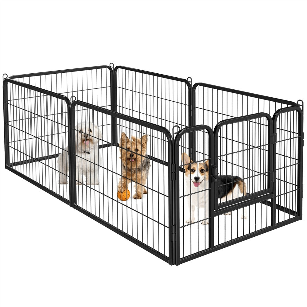Costoffs Jaula para Perros de 80 x 60 cm con Puerta y Anillos para Piso, Ideal para Uso Interior y Exterior
