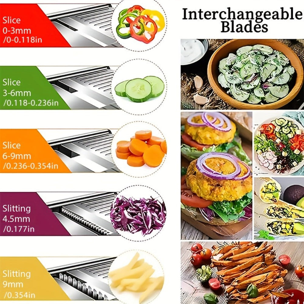 Cortador Profesional de Verduras de Acero Inoxidable, Rallador Ajustable - Accesorios de Cocina para Cebolla y Papa, Herramienta Práctica para Cocinar y Saltear Rápido en Fiestas, Regalos de Navidad y Halloween