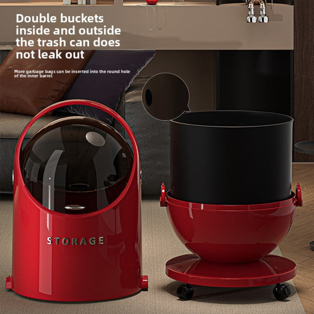 Cubo de Basura Contemporáneo de 20L con Tapa Segura y Ruedas, Plástico Resistente, Agarre Cómodo, Diseño Compacto, Control de Olores, Ideal para Cocina, Oficina, Salón
