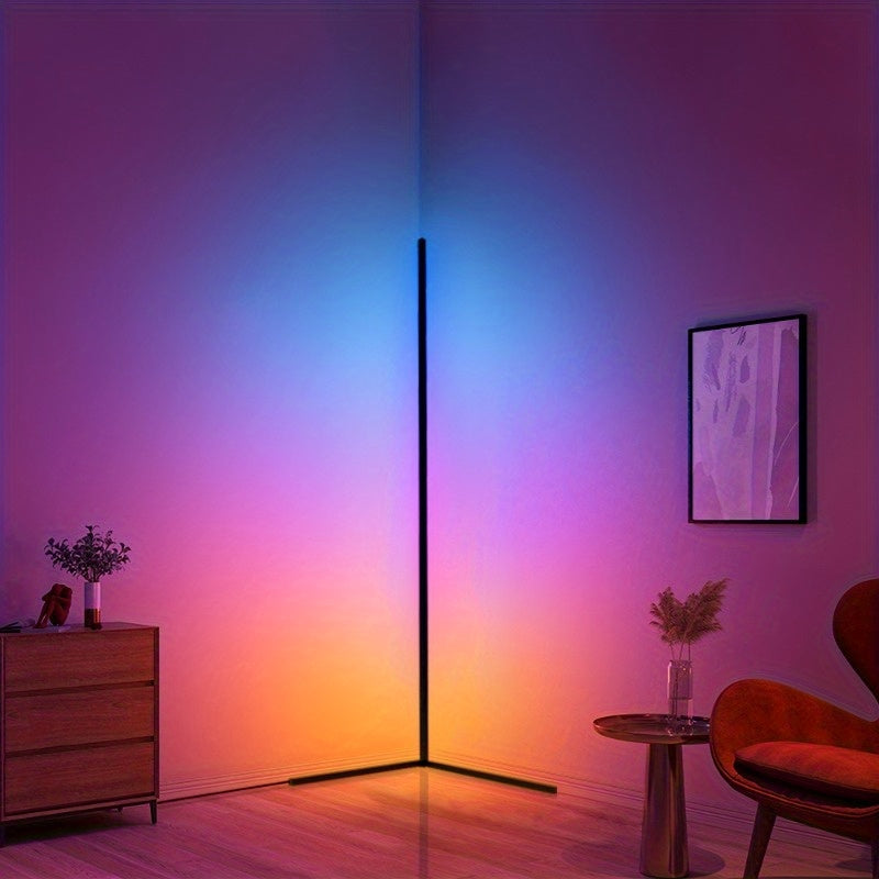 Lámpara de pie de esquina de 1/2 piezas, lámpara de pie LED de cambio de color, ajustable de 56 pulgadas (aprox. 142 cm) con sincronización de música, lámpara de esquina de iluminación ambiental moderna, con control remoto y por APP, modo creativo DIY y t