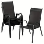 4pcs/6pcs Silla de Comedor, Silla de Balcón Apilable con Respaldo Alto, Tela Textilene, Estructura de Acero, Adecuada para Jardín, Patio, Balcón, Restaurante, Capacidad de Carga 150kg