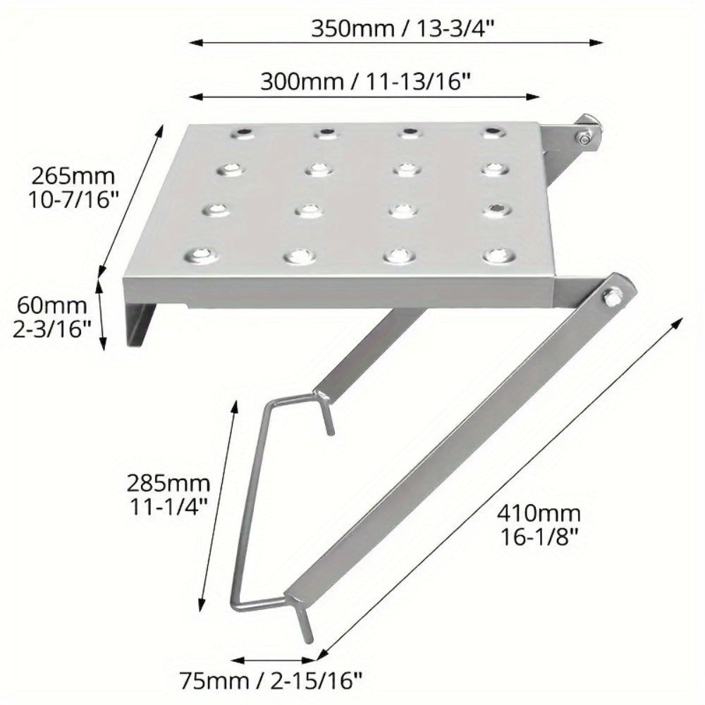 Accesorio de plataforma de herramientas de escalera de metal de alta resistencia - Estante de trabajo antideslizante y bandeja de herramientas con múltiples soportes de herramientas, altura ajustable, 350mm x 300mm x 60mm, 10,5" x 11,5" x 2,3" para electr