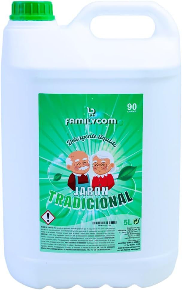Detergente Liquido para Lavadora Profesional Marsella Tradicional 5L, Detergente para Ropa Blanca y de Color con Fórmula Concentrada, 90 lavados, Jabón Natural para una Ropa Limpia y Cuidada