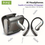 Auriculares Bluetooth | Auriculares inalámbricos de traducción con IA HTC NE23, compatibles con traducción en tiempo real entre 135 idiomas, con