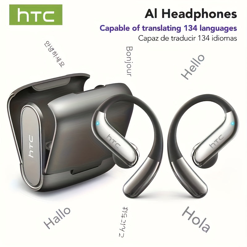 Auriculares Bluetooth | Auriculares inalámbricos de traducción con IA HTC NE23, compatibles con traducción en tiempo real entre 135 idiomas, con