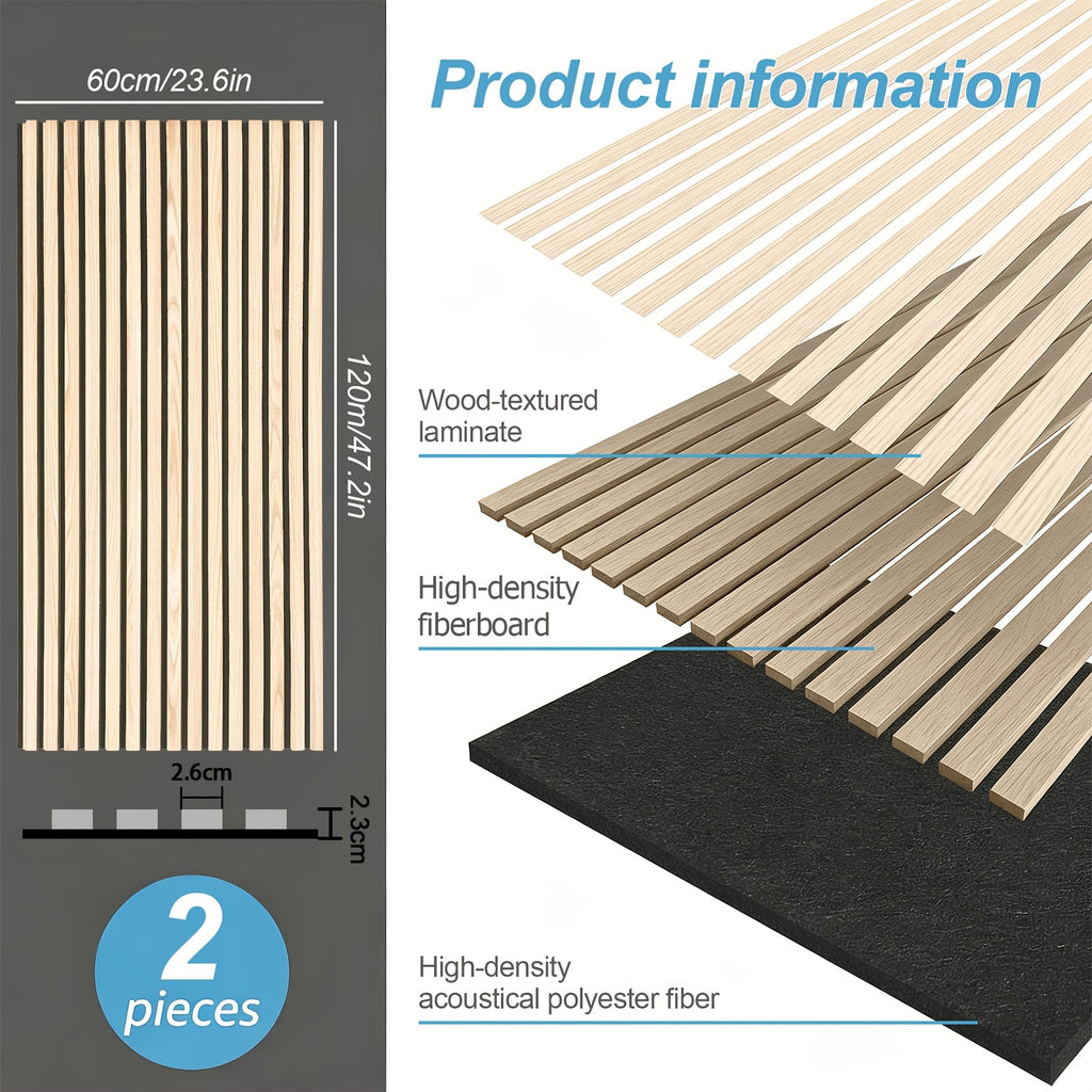 Paneles acústicos de fieltro y madera de 2/4 piezas de 120×60 cm, eficaces para el aislamiento acústico y la reducción de ruido para crear un espacio tranquilo y cómodo. Calidad prémium, fácil instalación, ideales para salas de estar, salas de reuniones y