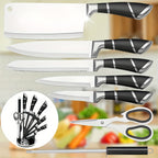 Juego de cuchillos de cocina | Juego de 9 cuchillos de cocina con soporte, cuchillos de acero inoxidable, resistentes y duraderos, juego de