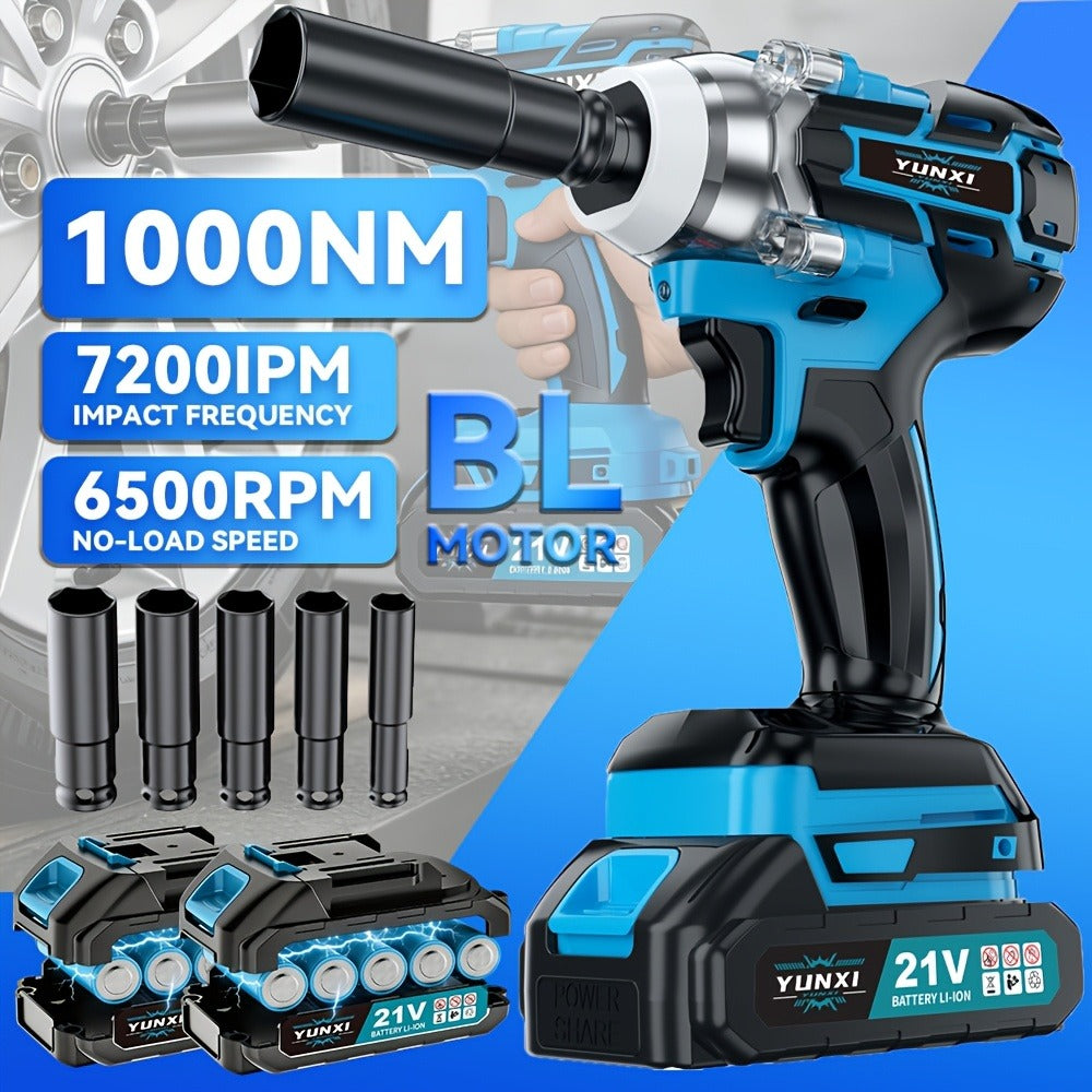 Kit de herramientas | Llave de impacto azul inalámbrica recién mejorada, completa con batería y cargador. Diseño ergonómico y ligero para una