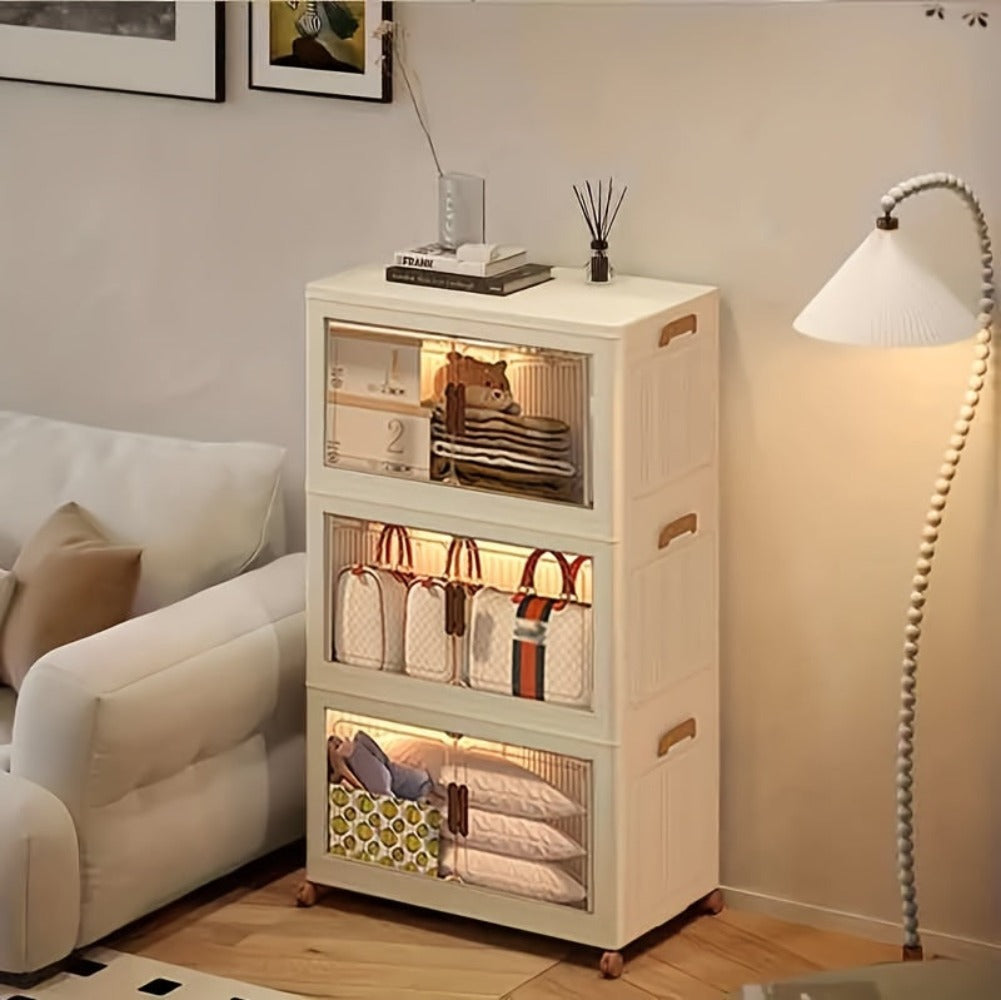 Armarios de almacenamiento de 3/4/5 niveles, gabinete plegable de alta capacidad - Solución de almacenamiento multifuncional para el hogar/oficina, diseño plegable rápido, fácil de plegar, utilización eficiente del espacio