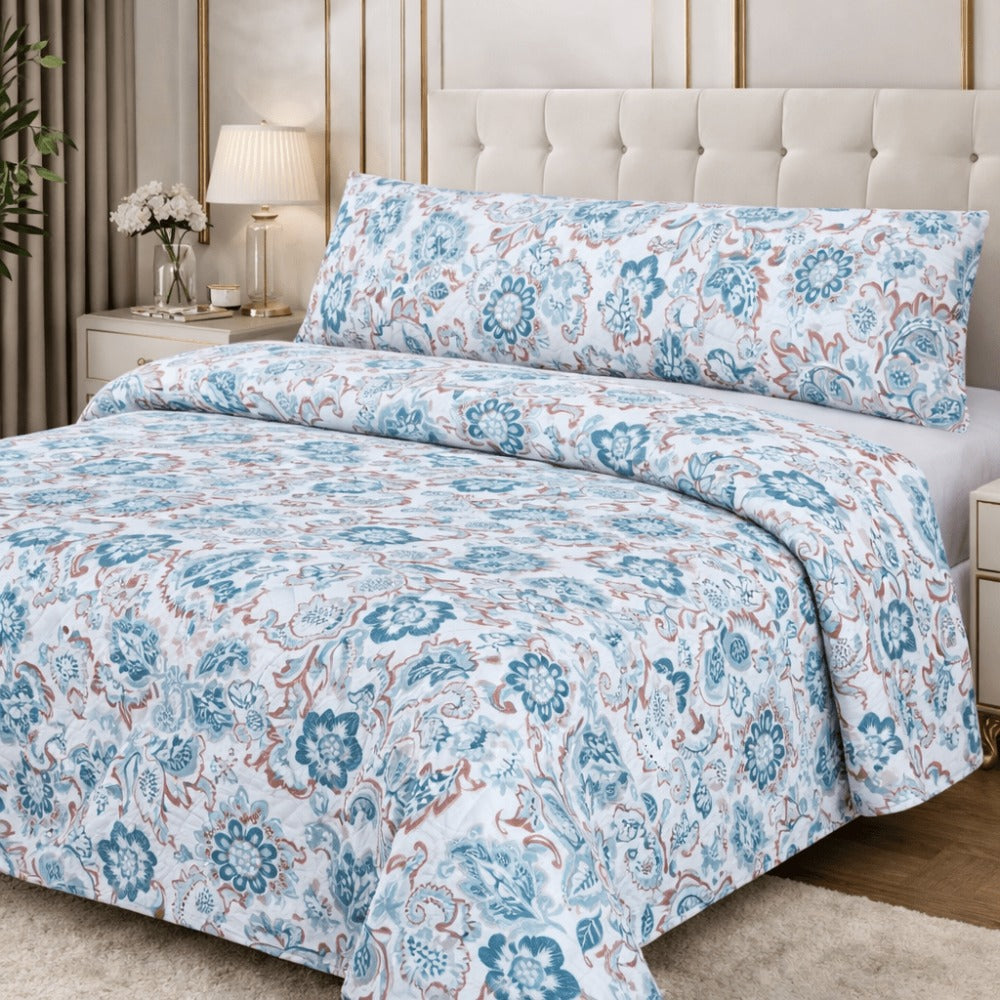 Edredón Ligero Estampado de Verano, Colcha Pinsonic de Microfibra Reversible Bouti, Cubrecama Moderno con Patrón en Relieve Transpirable para Todas las Estaciones, Decoración de Dormitorio para Primavera y Verano (Sin Fundas de Almohada) para Todas las Ta