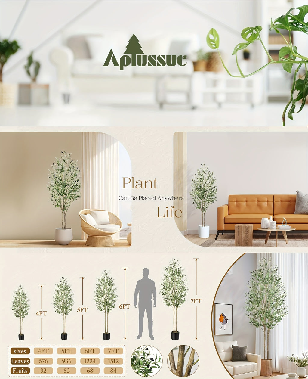 Árboles de olivo artificiales de 120/150/180/210 cm - Plantas de seda sintética con troncos de madera natural y frutos realistas, ideales para hogares, oficinas y salas de estar