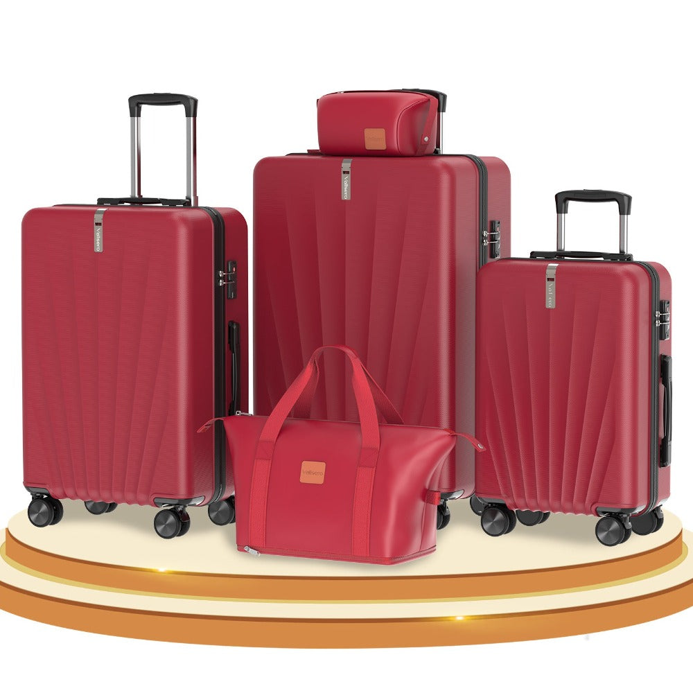 Juego de 5 piezas de equipaje, juego de viaje para trolley de negocios y viajes, cerradura TSA, ruedas de 360°