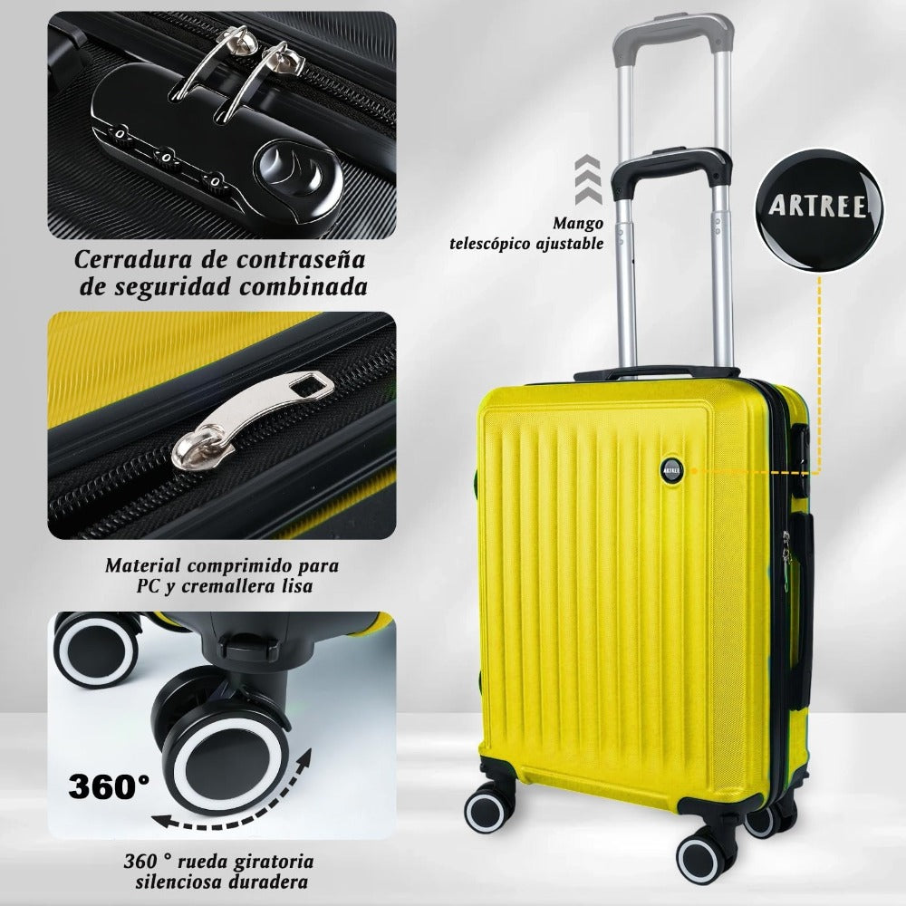 Maleta De Cabina Exclusiva Para Vuelos Europeos, Ideal Para Vacaciones De Verano Y Viajes A La Playa. Dimensiones Precisas De 55×40×20 Cm, Diseño Rígido Resistente Con 4 Ruedas Giratorias 360°, Tirador Telescópico Suave Y Cerradura De Seguridad. Ligera Y