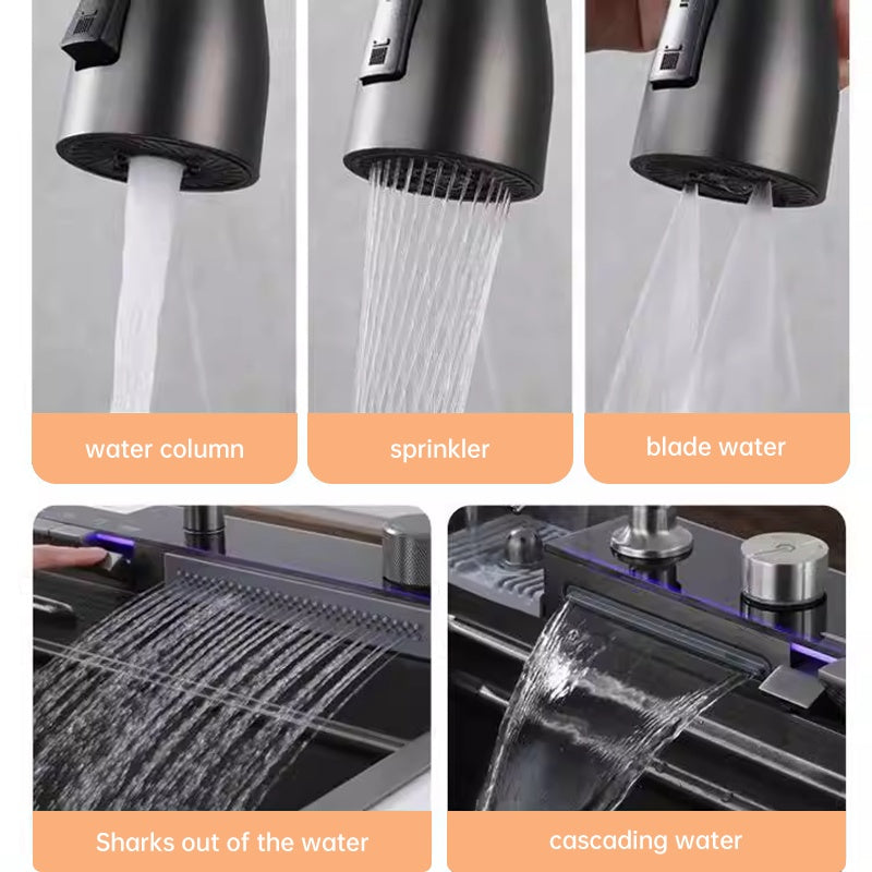 Fregadero de cocina con grifo y accesorios para cocina y estación de trabajo | 44.96 cm