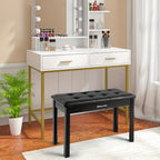 Banqueta para Piano MUSTAR de 74 cm con Almacenamiento - Taburete de Madera Maciza, Tapizado en Piel Sintética Suave y Compartimento Abatible para Teclados Digitales, Decoración del Hogar, Banqueta de Tocador -