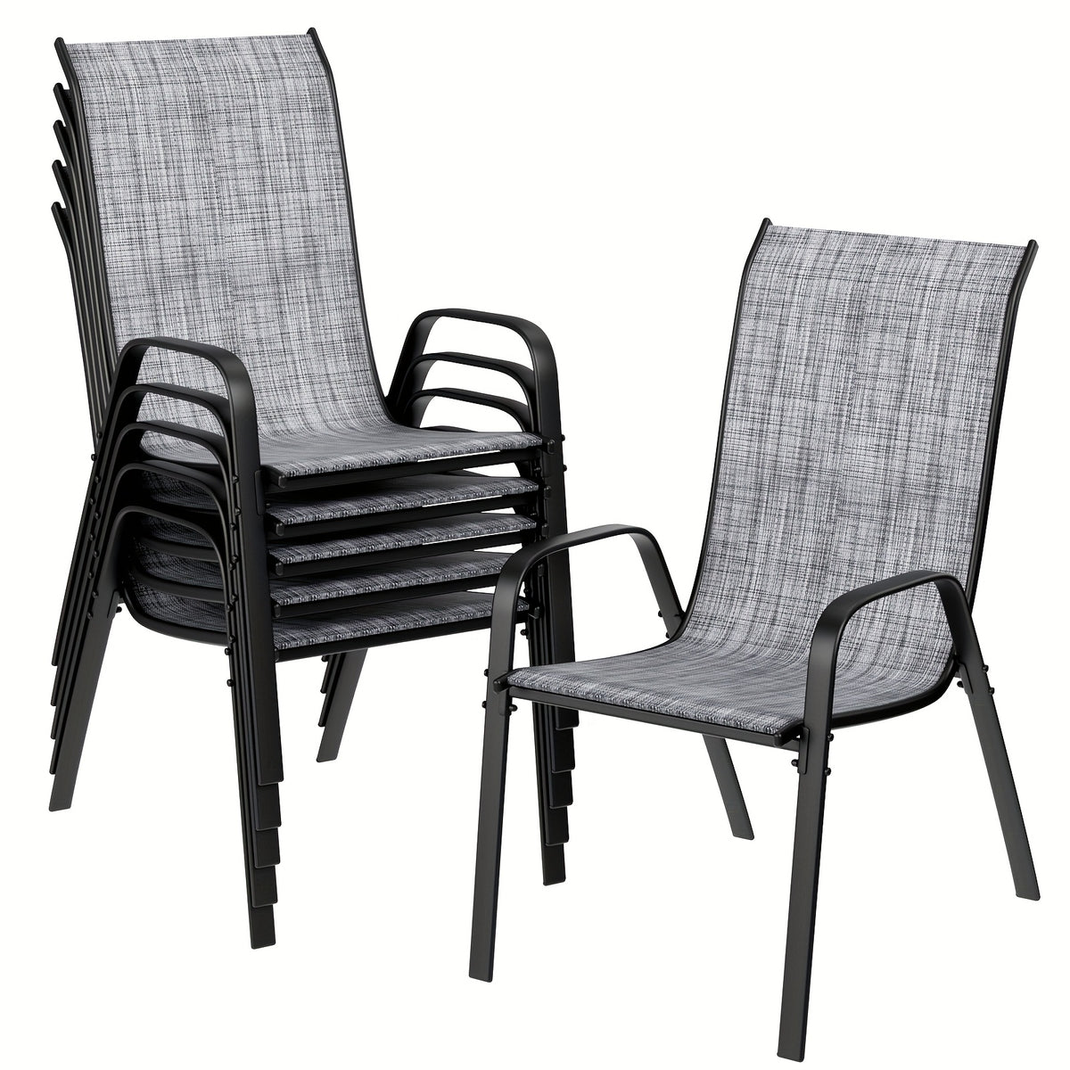 4pcs/6pcs Silla de Comedor, Silla de Balcón Apilable con Respaldo Alto, Tela Textilene, Estructura de Acero, Adecuada para Jardín, Patio, Balcón, Restaurante, Capacidad de Carga 150kg variant image - product view 16