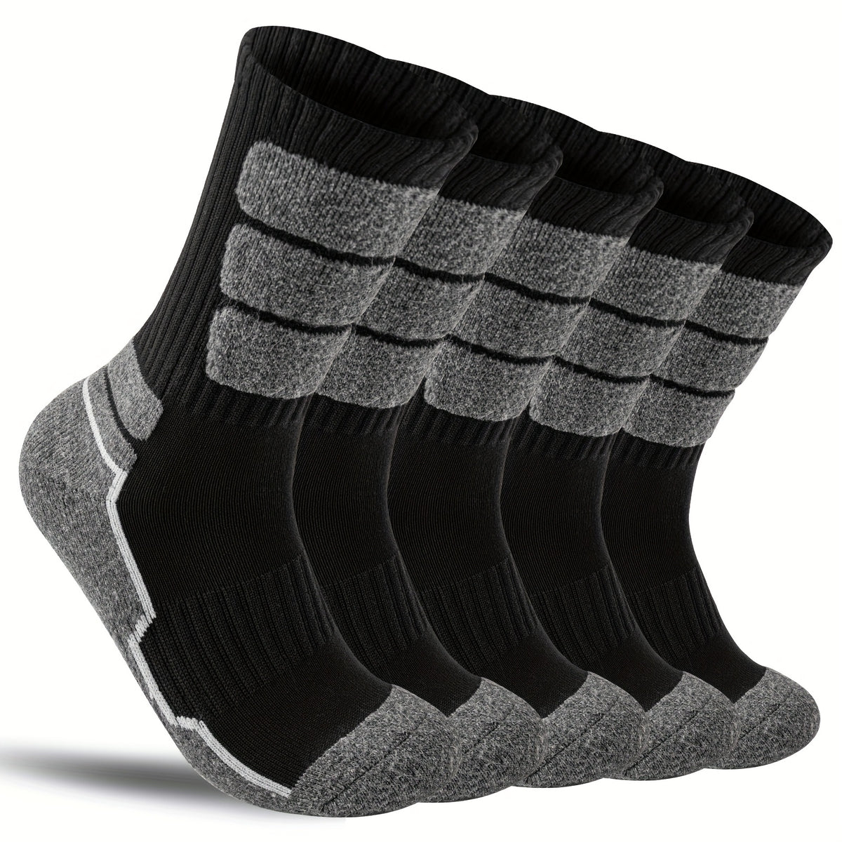 5 Pares de Calcetines de Lana para Hombres y Mujeres - Soporte de Compresión, Transpirables, Absorbentes de Sudor, Medias Acolchadas con Diseño a Rayas - Pack Multicolor para Regalos (Navidad, Halloween, San Valentín), Equipamiento para Ave