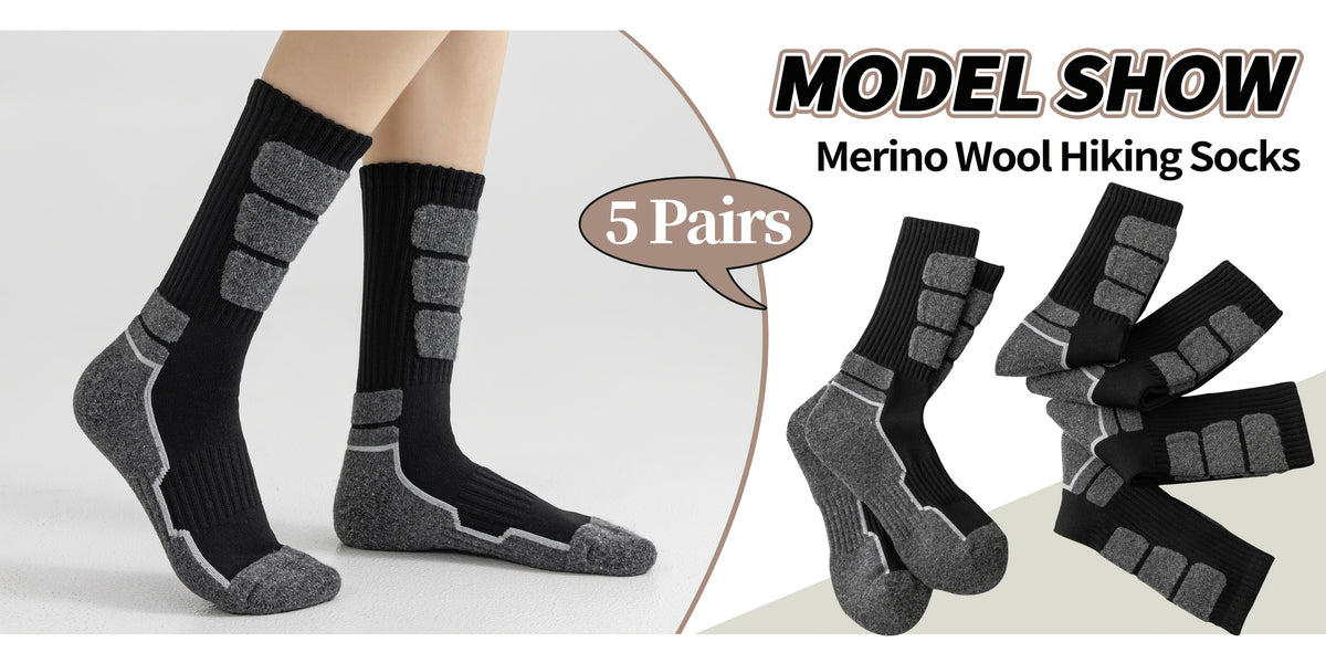 5 Pares de Calcetines de Lana para Hombres y Mujeres - Soporte de Compresión, Transpirables, Absorbentes de Sudor, Medias Acolchadas con Diseño a Rayas - Pack Multicolor para Regalos (Navidad, Halloween, San Valentín), Equipamiento para Ave