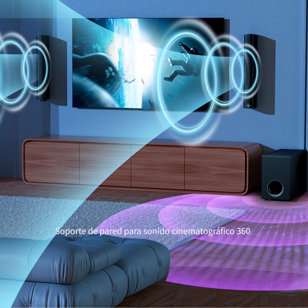 Barra de sonido con subwoofer, barra de sonido para Smart TV, con graves profundos, aumento de volumen y 3 modos de ecualizador, conexión inalámbrica/ARC/óptica/AUX, barra de sonido desmontable con control remoto por infrarrojos