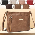 Bolso de hombro de gran capacidad a la moda con correa cruzada, accesorio retro con flecos, cremalleras dobles, bolso de mujer, fácil y casual, versátil para el viaje diario, bolso pequeño cuadrado