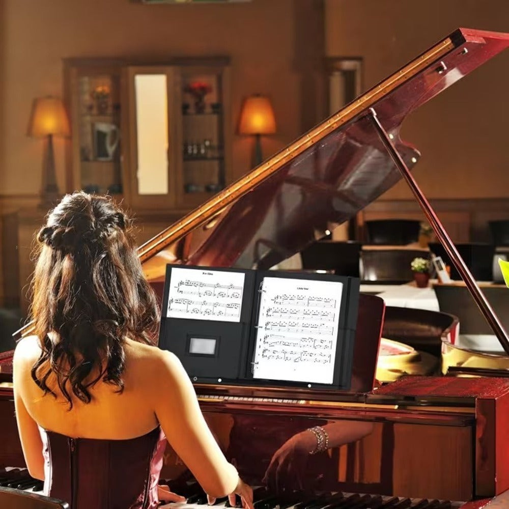 Carpeta de música A4 grande, carpeta de música de 4 anillos, 220 hojas máximas, para piano y actuación en escena